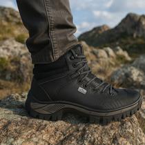 Kit Bota Masculina Coturno Adventura Trilha Preta + Carteira E Relógio Cor:PretoTamanho:41 Kit Bota Masculina Coturno Adventura Trilha Preta + Carteira E Relógio Cor:PretoTamanho:41