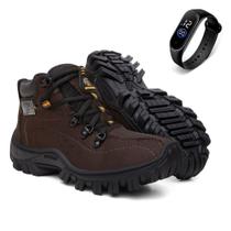 Kit Bota Masculina Coturno Adventure Trabalho Relógio JDK503