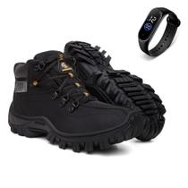Kit Bota Masculina Coturno Adventure Trabalho Relógio JDK503