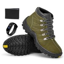 Kit Bota Masculina Coturno Com Carteira Pratica e Relogio Led