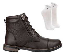 Kit Bota Masculina Cuturno Casual Trabalho Original Meia Top