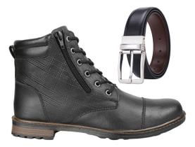 Kit Bota Moderna Casual Coturno Dia-a-dia Trabalho Cinto Top