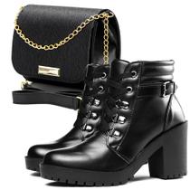 Kit Bota Tratorada Cano Curto Feminina e Bolsa Pequena