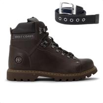 Kit Bota West Coast Worker Classic Masculina + Cinto Dupla Face Fivela Masculino