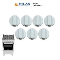 Kit Botão 7 peças de Fogão Atlas Mônaco/Coliseu/Grecia branco