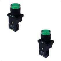 Kit Botão de Impulso Iluminado Plástico EW3361 220Vca 1NA Verde Kit Botão de Impulso Iluminado Plástico EW3361 220Vca 1NA Verde
