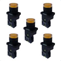 Kit Botão de Impulso Iluminado Plástico EW3561 24V 1NA Amarelo