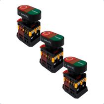 Kit Botão Duplo APB22 Arredondado Liga/Desliga Iluminado 24Vcc/Vca 1NA+1NF