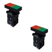 Kit Botão Duplo XB2-EW8375 Quadrado Liga/Desliga Iluminado 220Vca 1NA+1NF