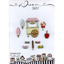 Kit Botão Patch Dream Shop Carrinho de Doces - 10 Unidades Kit Botão Patch Dream Shop Carrinho de Doces - 10 Unidades