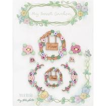 Kit Botão Patch Guirlanda Flores - 8 Unidades