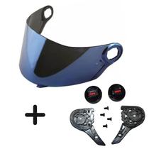 Kit Botão + Viseira Azul Capacete Ls2 Ff358 FF396 Polivisor Kit Botão + Viseira Azul Capacete Ls2 Ff358 FF396 Polivisor