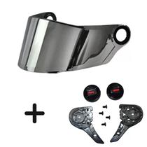 Kit Botão + Viseira Prata Capacete Ls2 Ff358 FF396 Polivisor