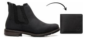 Kit Botina Couro Legítimo Conforto Urbano Casual + Carteira