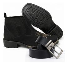Kit Botina Masculina Country Texana Confortavel Fazendeiro Cinto Social Dupla Face Versatil