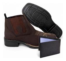 Kit Botina Masculina Texana Country Carteira Slim Versatil