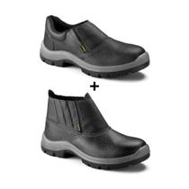 Kit Botina + Sapato de Segurança CA Aprovado Bico PVC Preto