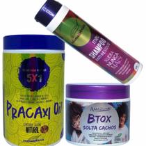 Kit Botox Solta Cachos + Creme de Pentear + Shampoo Limpeza Profunda