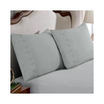 Kit Bouton De 2 Fronhas Sonata Renda Milka Cinza