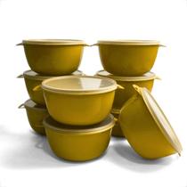 Kit Bowl 5 Potes Plástico 1 Litro Redondo Colorido com Tampa Transparente para Alimentos