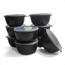 Kit Bowl 5 Potes Plástico 1 Litro Redondo Colorido com Tampa Transparente para Alimentos