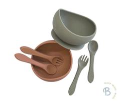 Kit Bowl com Ventosa e Talheres de Silicone (3 peças)