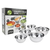 Kit bowl em inox 5 peças home & more conjunto de tigelas inox