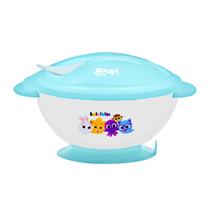 Kit Bowl Para Bebe Com Tampa Azul Colher Bolofofos Introdução Alimentar