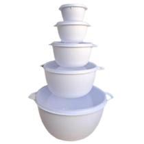 Kit Bowl Plásticos 5 Peças com Tampa Bacia e Potes Multiuso Plásticos MB Kit Bowl Plásticos 5 Peças com Tampa Bacia e Potes Multiuso Plásticos MB