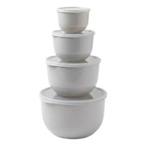 Kit Bowl Tigelas Plásticas Tampa Encaixe Empilháveis 4 Peças