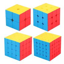 Kit Box 4 Cubo Mágico 2x2 3x3 4x4 5x5 Profissional Speed Cor da estrutura Colorido