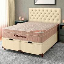 Kit Box Bau Blindado + Cabeceira + Colchão Queen Molas Ensacadas - Airtech - Ortobom Kit Box Bau Blindado + Cabeceira + Colchão Queen Molas Ensacadas - Airtech - Ortobom