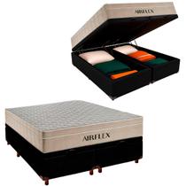 Kit Box Bau Blindado e Colchão Molas Ensacadas Queen Airflex Preto Kit Box Bau Blindado e Colchão Molas Ensacadas Queen Airflex Preto