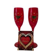 Kit Box Do Amor + 2 Taças De Vidro Casal Presentes Namorados