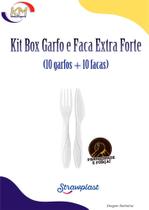 Kit Box Garfo e Faca Extra Forte Churrasco - Strawplast - refeição, talher, comemoração (7050)