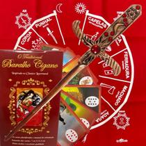 Kit Box Tradicional Baralho Cigano + Athame + Toalha Cigana