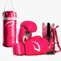Kit Boxe Muay Thai Infantil Pretorian Rosa Branco Kit Boxe Muay Thai Infantil Pretorian Rosa Branco