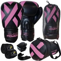 Kit Boxe Muay Thai Luva + Bandagem + Bucal + Bolsa