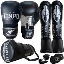 Kit Boxe Muay Thai Luva Caneleira Bolsa Bandagem Bucal Case - Olimpo Esportes