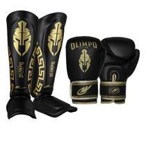 Kit Boxe Muay Thai Luva Caneleira Olimpo Legendary Edition