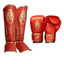 Kit Boxe Muay Thai Luva Caneleira Olimpo Legendary Edition