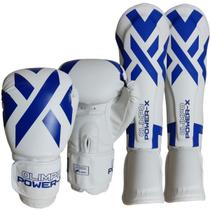 Kit Boxe Muay Thai Luva Caneleira Olimpo Power X Edition