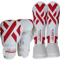 Kit Boxe Muay Thai Luva Caneleira Olimpo Power X Edition