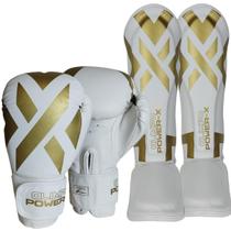 Kit Boxe Muay Thai Luva Caneleira Olimpo Power X Edition