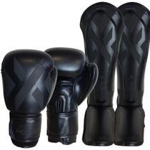 Kit Boxe Muay Thai Luva Caneleira Olimpo Power X Edition