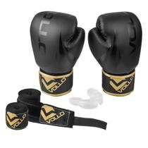 Kit Boxe Muay Thai Vollo Luvas 14Oz Bandagem Protetor Bucal