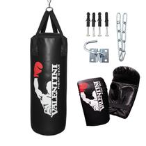Kit Boxe Profissional Valentini Saco de Pancada 90cm Vazio com Luva e Suporte Parede