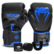 Kit Boxe Venum Impact 2.0: Luva + Bandagem + Bucal - Azul