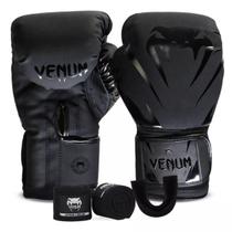 Kit Boxe Venum Impact 2.0: Luva + Bandagem + Bucal - Dark