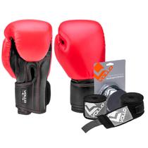 Kit Boxe Vollo Luva 10oz Vermelha + Bandagem 3M Preta MuayThai Kit Boxe Vollo Luva 10oz Vermelha + Bandagem 3M Preta MuayThai